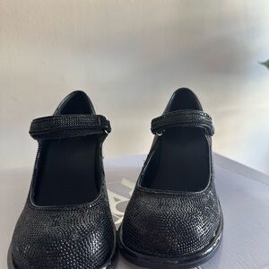 Sugar Thrillz Black Glitter Mary Jane Heels